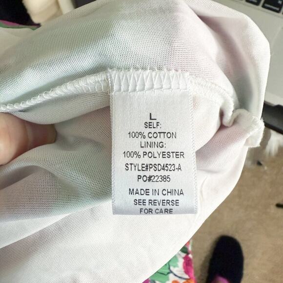 Baltic Born Pink Floral Print Dress Sz Large Square Neck Pockets Balloon Sleeve - Picture 8 of 10